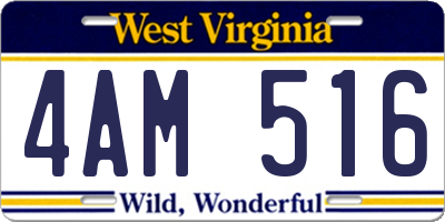 WV license plate 4AM516