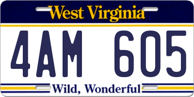 WV license plate 4AM605