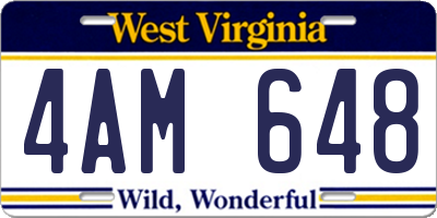 WV license plate 4AM648