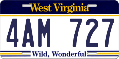 WV license plate 4AM727