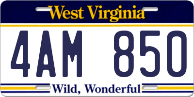 WV license plate 4AM850
