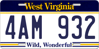 WV license plate 4AM932