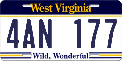 WV license plate 4AN177