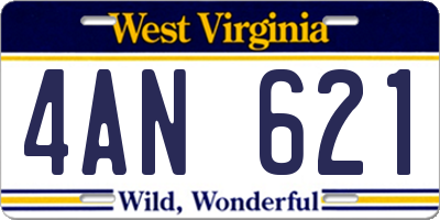 WV license plate 4AN621