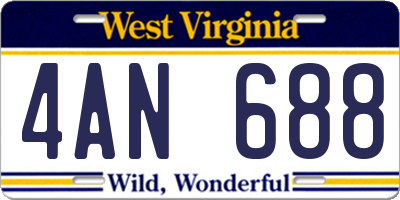 WV license plate 4AN688