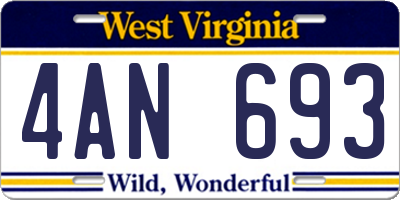 WV license plate 4AN693
