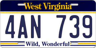 WV license plate 4AN739