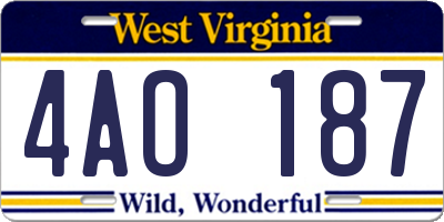 WV license plate 4AO187