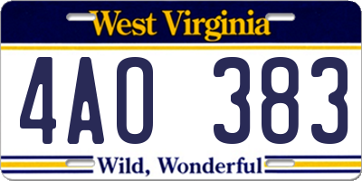 WV license plate 4AO383