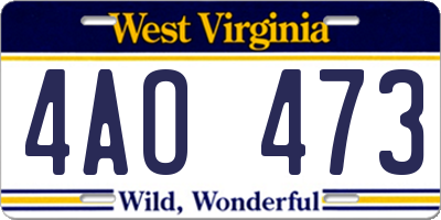 WV license plate 4AO473