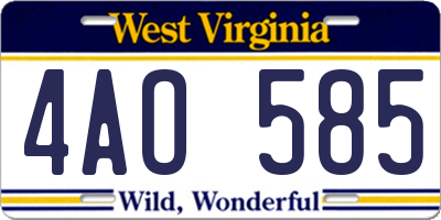 WV license plate 4AO585