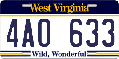 WV license plate 4AO633