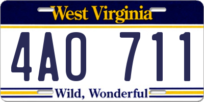 WV license plate 4AO711