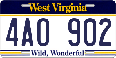 WV license plate 4AO902