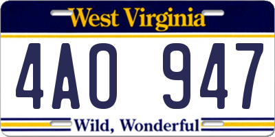 WV license plate 4AO947