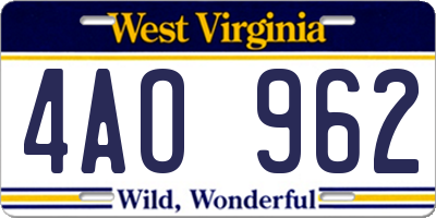 WV license plate 4AO962