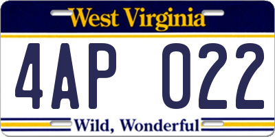 WV license plate 4AP022