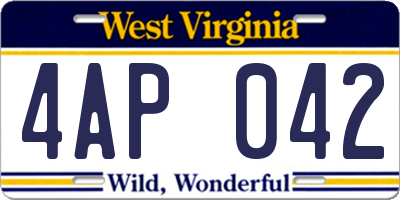 WV license plate 4AP042