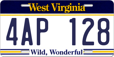 WV license plate 4AP128