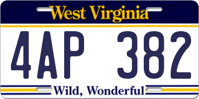 WV license plate 4AP382