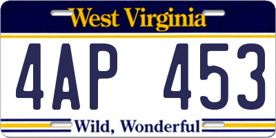 WV license plate 4AP453