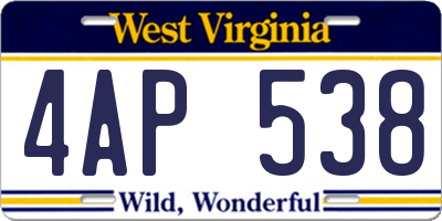 WV license plate 4AP538