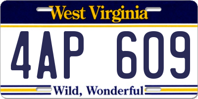 WV license plate 4AP609