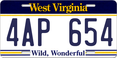 WV license plate 4AP654