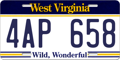 WV license plate 4AP658