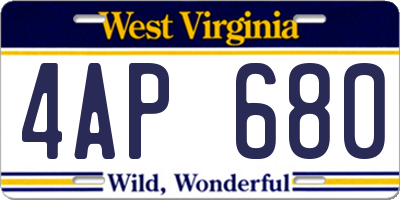 WV license plate 4AP680