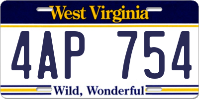 WV license plate 4AP754