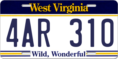 WV license plate 4AR310
