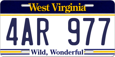 WV license plate 4AR977