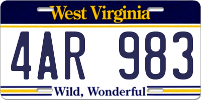 WV license plate 4AR983