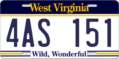 WV license plate 4AS151