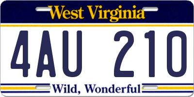 WV license plate 4AU210