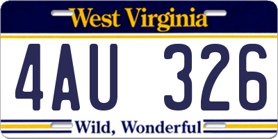 WV license plate 4AU326