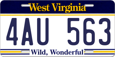 WV license plate 4AU563