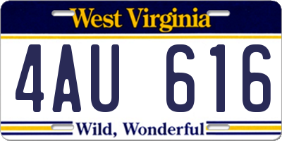WV license plate 4AU616