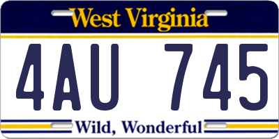 WV license plate 4AU745
