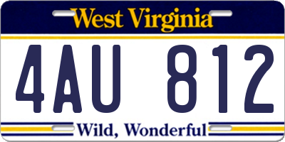 WV license plate 4AU812