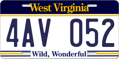 WV license plate 4AV052