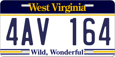 WV license plate 4AV164