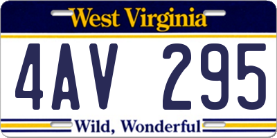 WV license plate 4AV295
