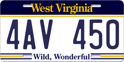 WV license plate 4AV450