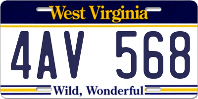 WV license plate 4AV568