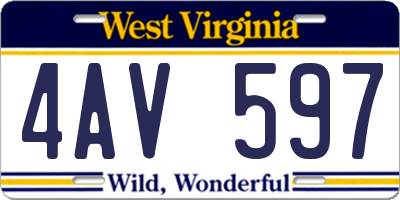 WV license plate 4AV597