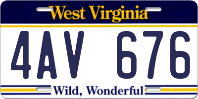 WV license plate 4AV676