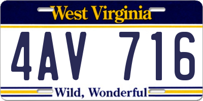 WV license plate 4AV716