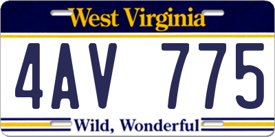 WV license plate 4AV775